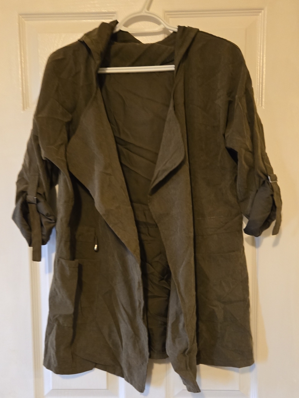 Olive Green Hooded Lightweight Women's Coat
